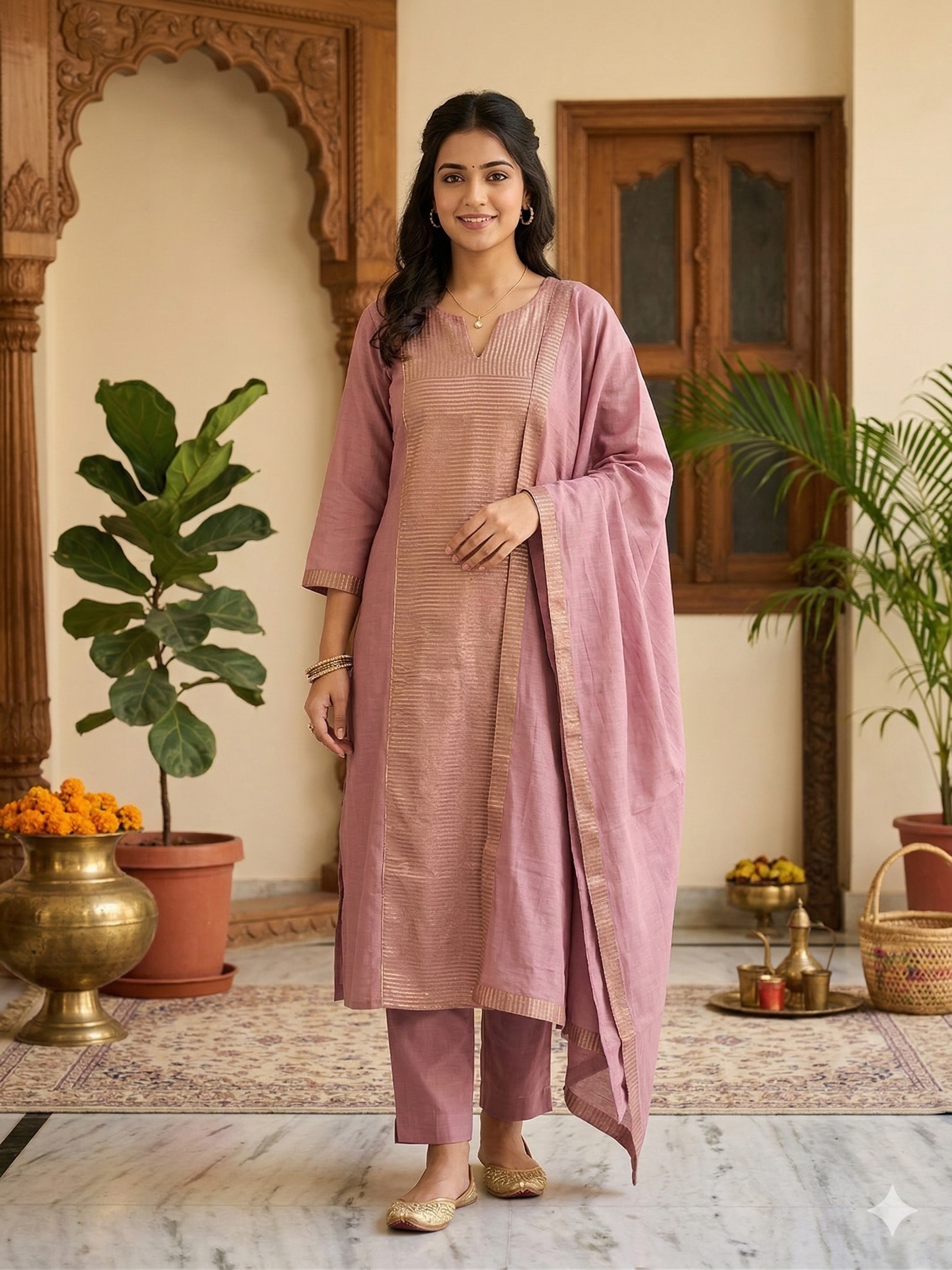 ROSEWOO PINK COTTON SUIT SET