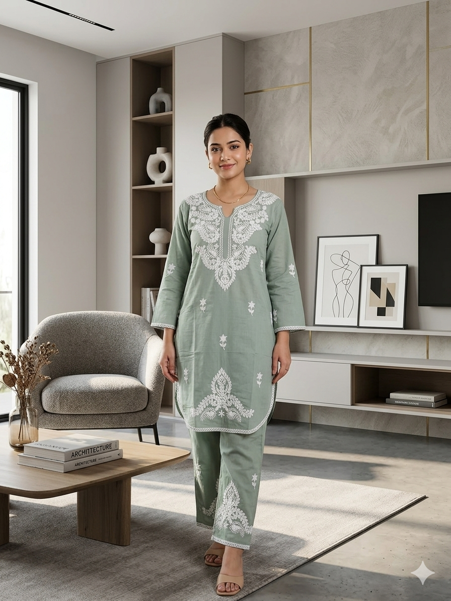 CHIKANKARI EMBROIDERY CO-ORD SET