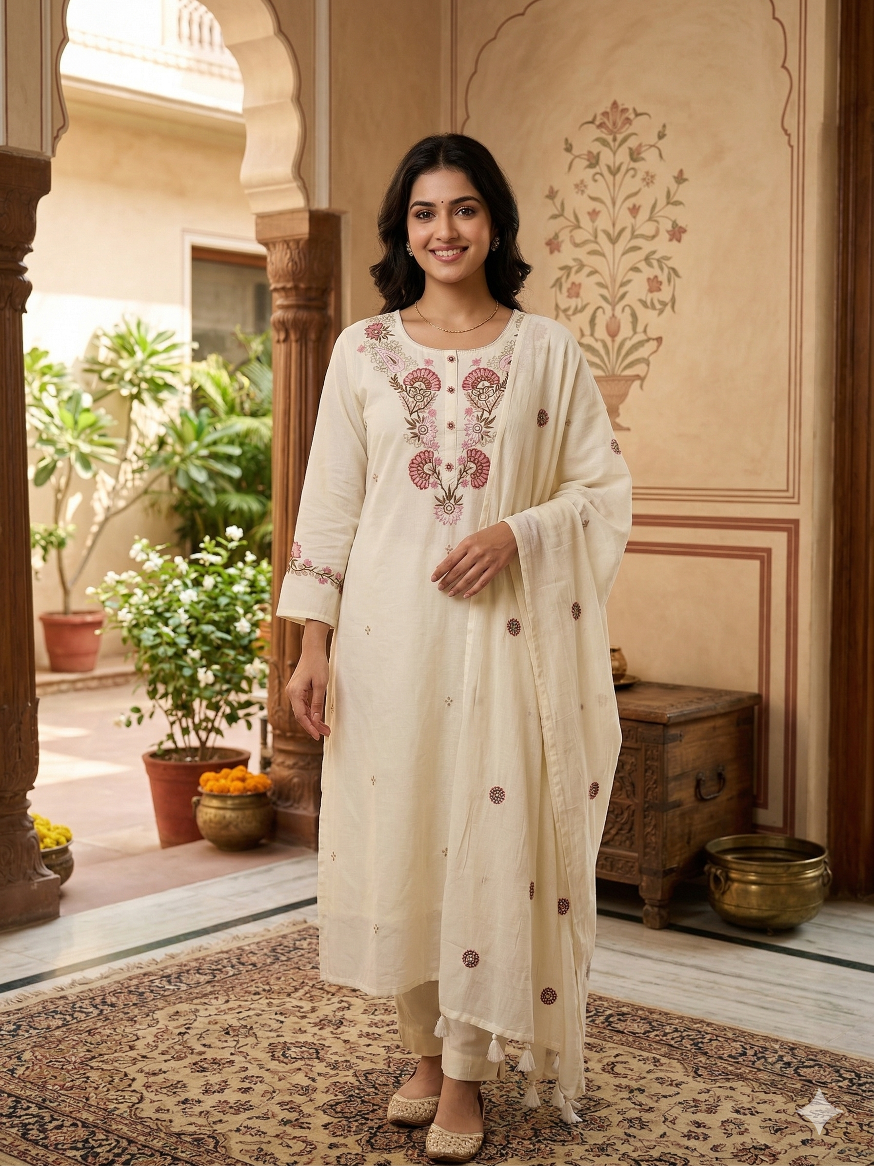 IVORY BLOOM COTTON SUIT SET