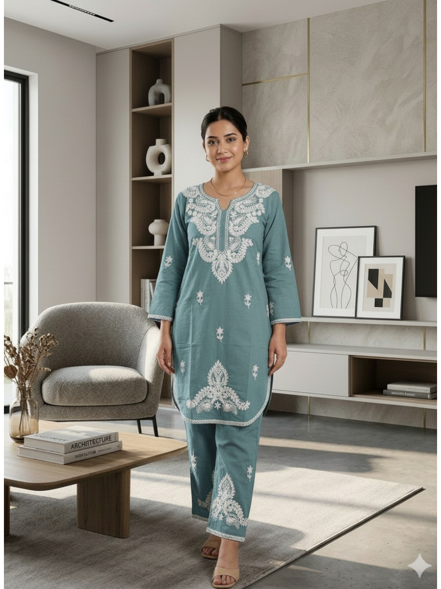 CHIKANKARI EMBROIDERY CO-ORD SET