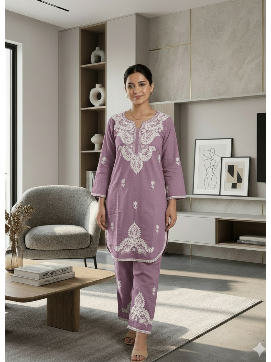 CHIKANKARI EMBROIDERY CO-ORD SET